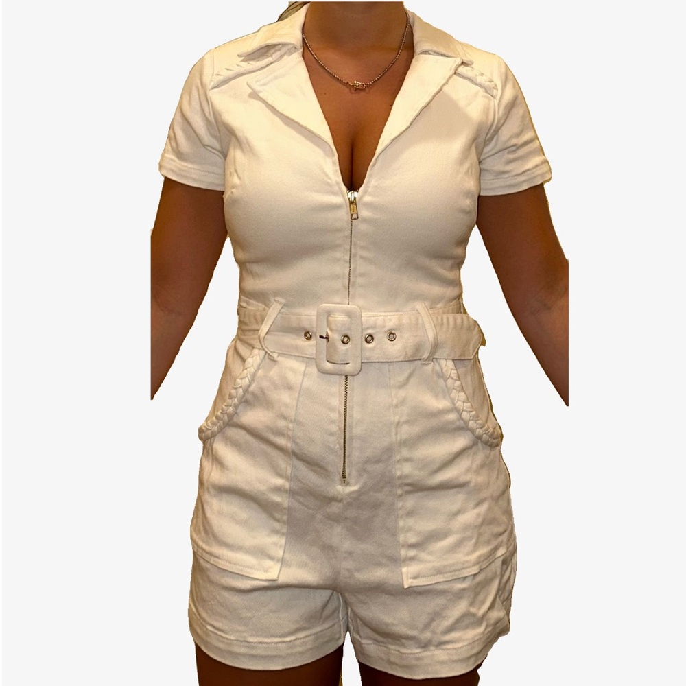 Show Me Your MuMu White Short Sleeve Jumpsuit - Picture 3 of 3